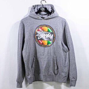 Stussy Reggae Roots Logo Hoodie Sweatshirt Large Y2K Skate Streetwear USA Made